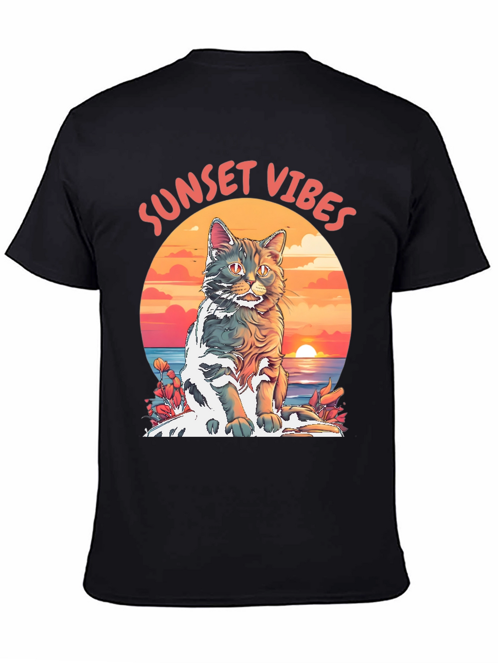 Sunset Vibes Cat Graphic Tee