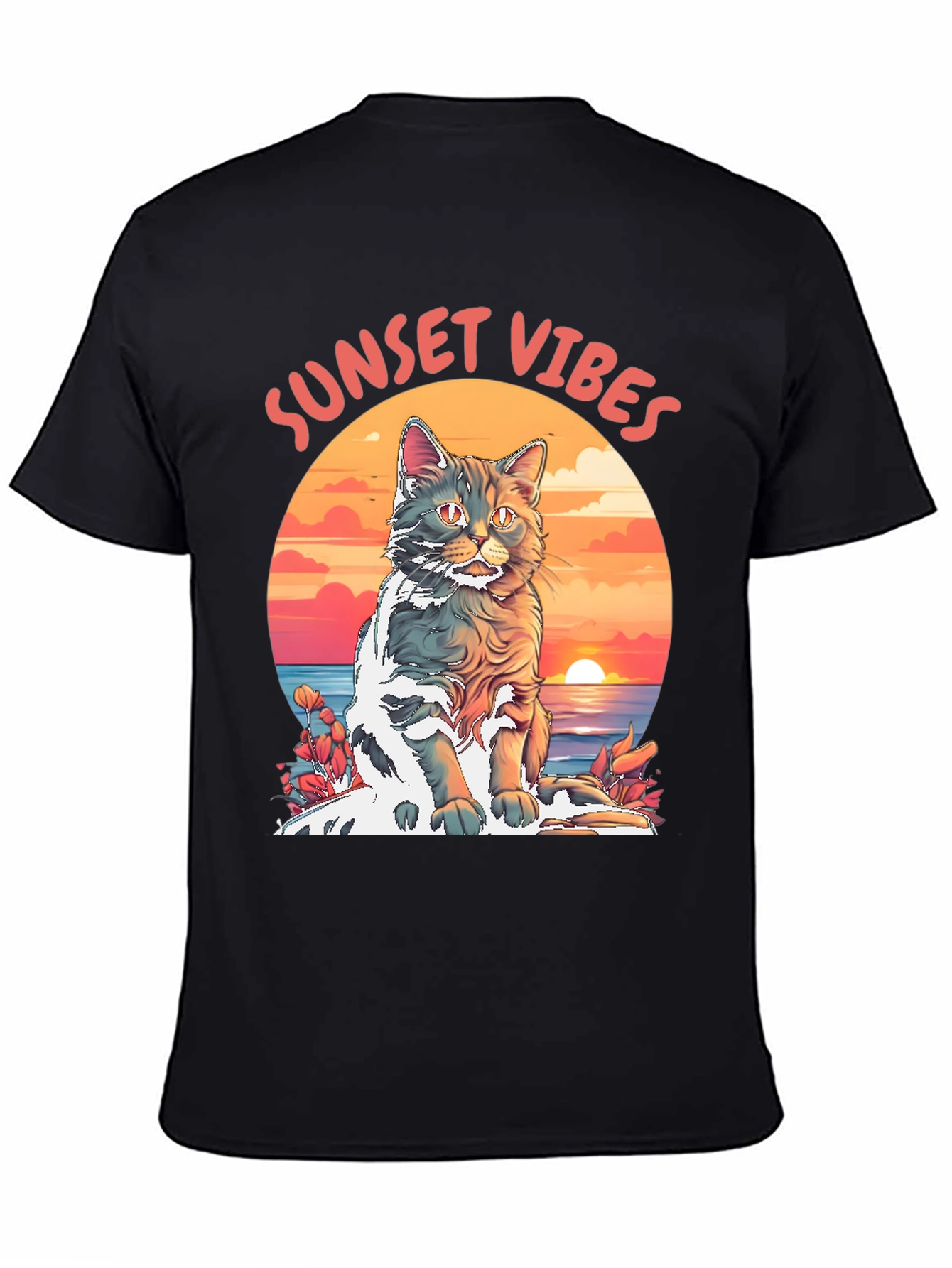 Sunset Vibes Cat Graphic Tee