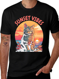 Sunset Vibes Cat Graphic Tee