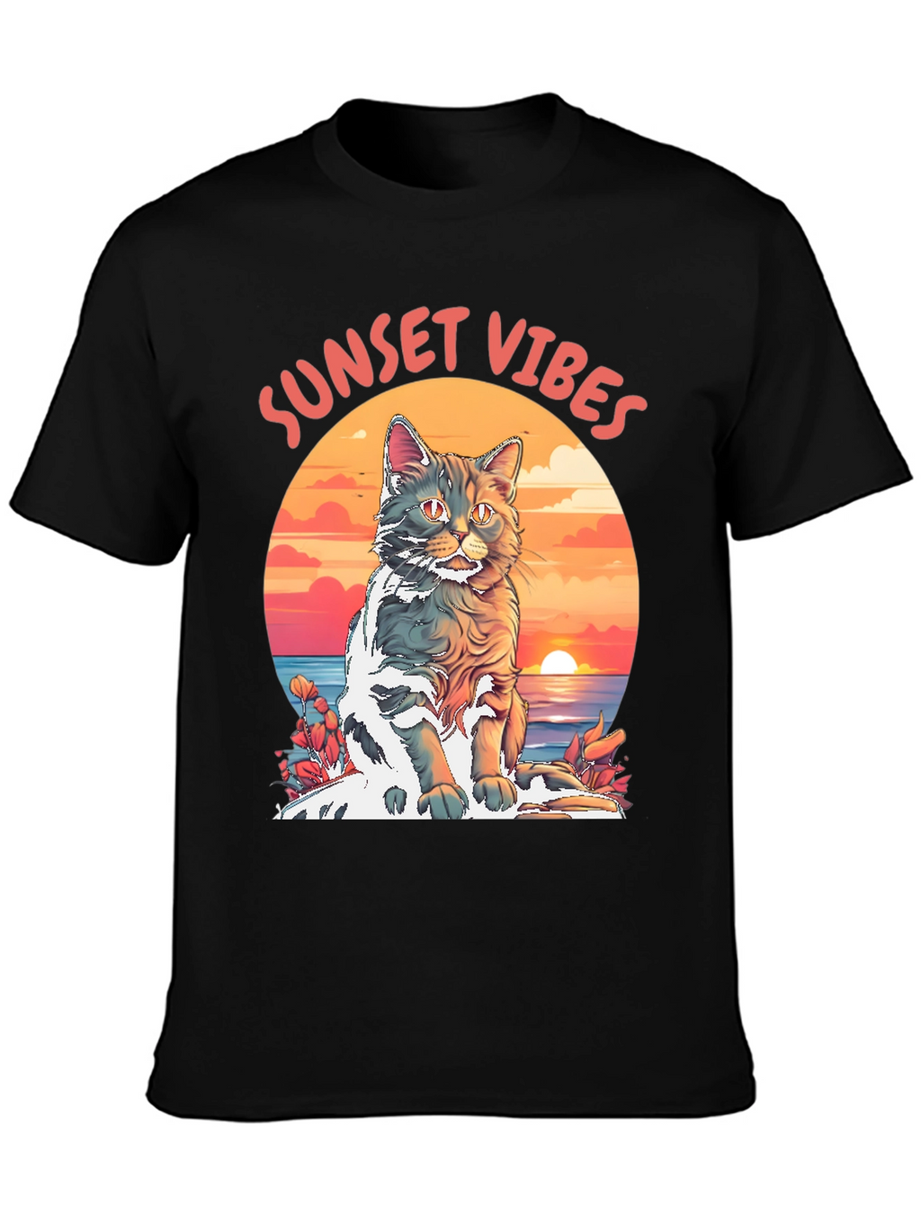 Sunset Vibes Cat Graphic Tee