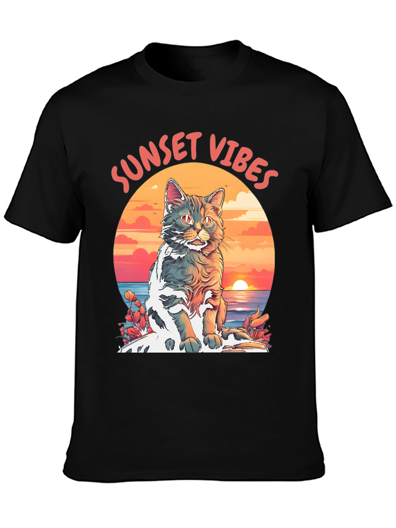 Sunset Vibes Cat Graphic Tee