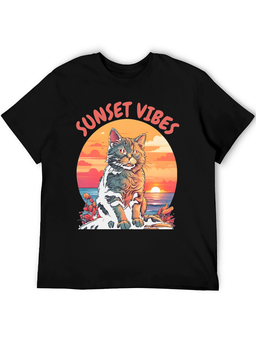Sunset Vibes Cat Graphic Tee