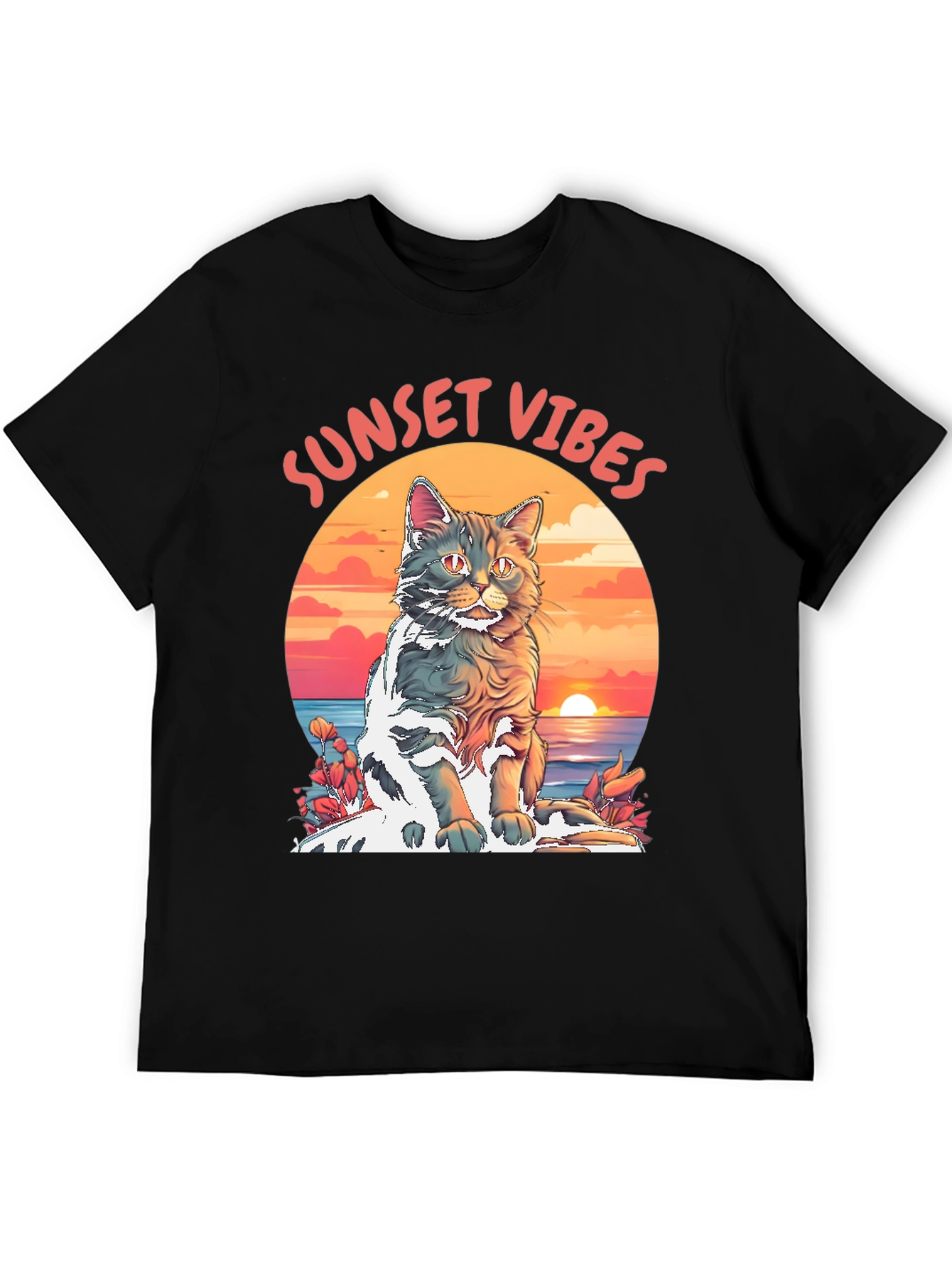Sunset Vibes Cat Graphic Tee