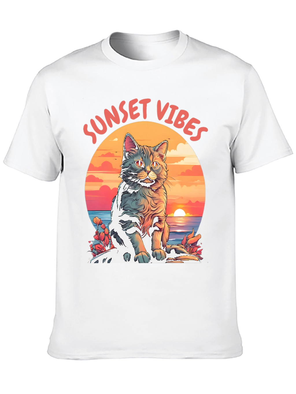 Sunset Vibes Cat Graphic Tee