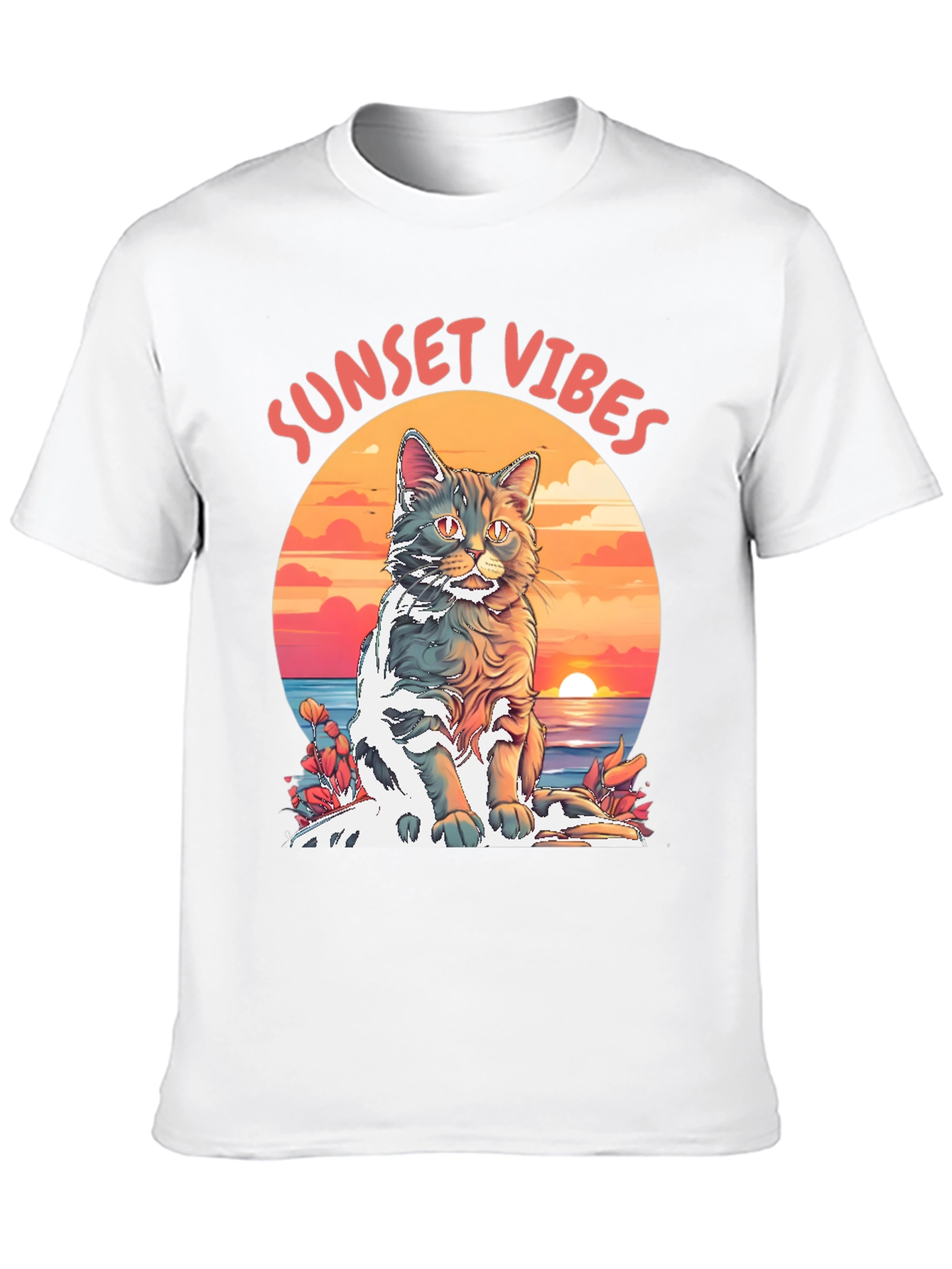 Sunset Vibes Cat Graphic Tee