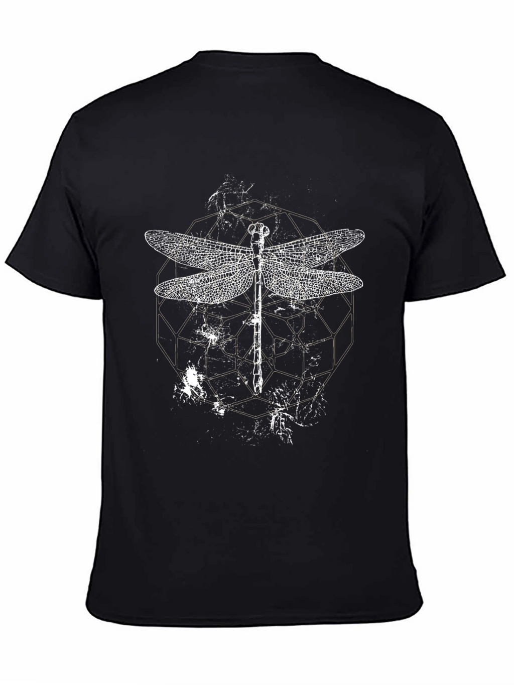 Dragonfly Graphic Print Black T-Shirt