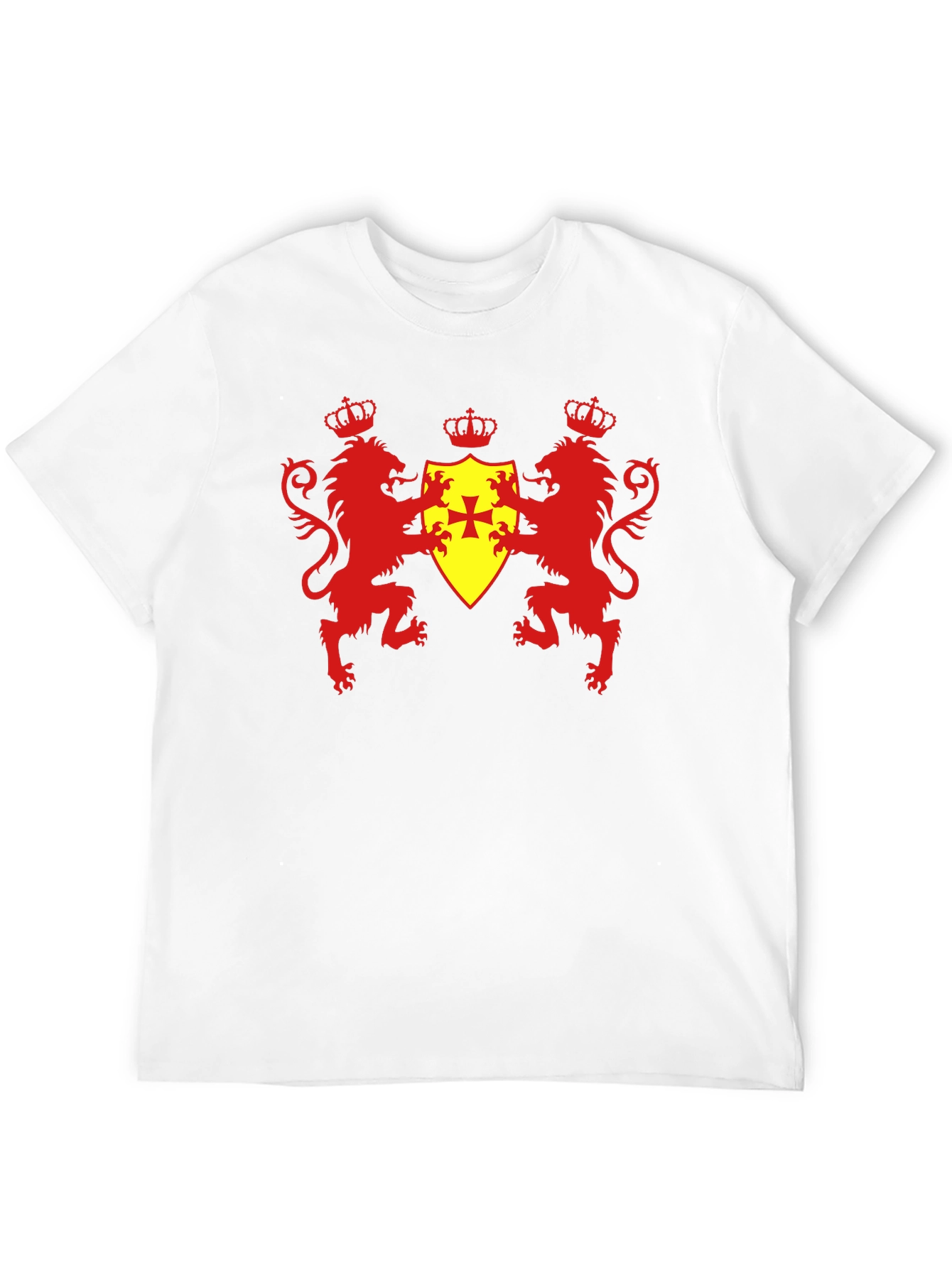 Heraldic Lions & Crown Shield Black T-Shirt