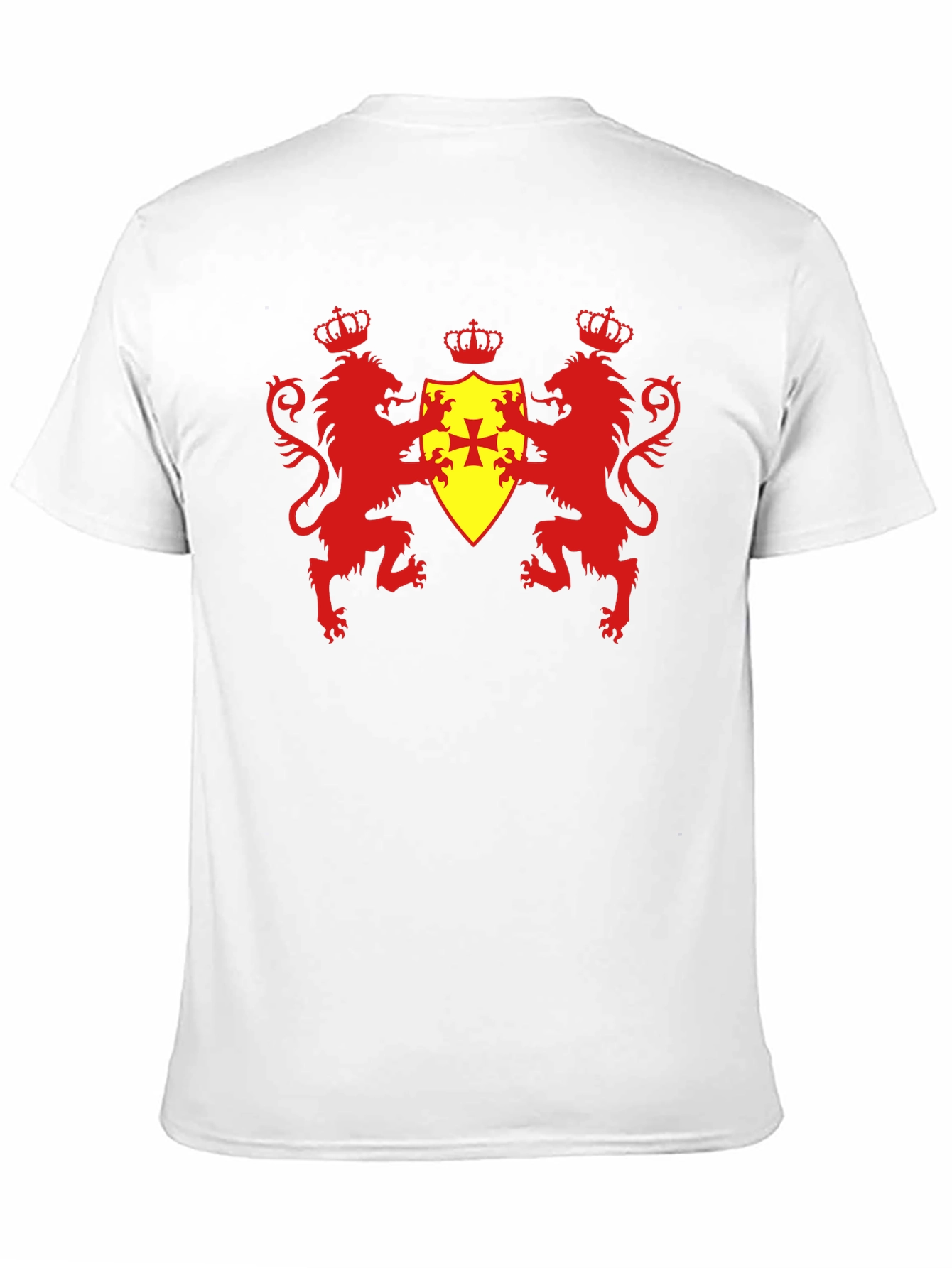 Heraldic Lions & Crown Shield Black T-Shirt