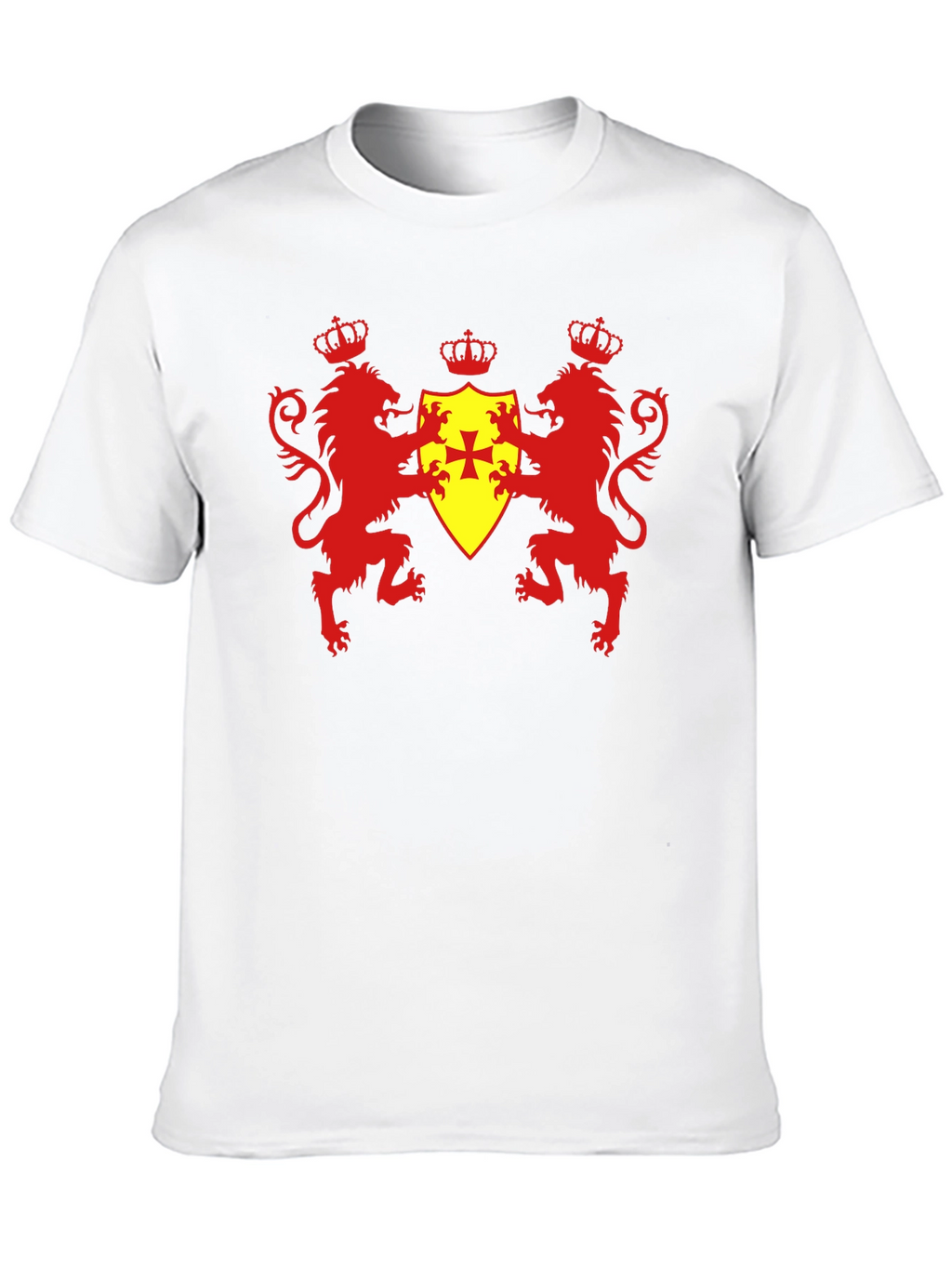 Heraldic Lions & Crown Shield Black T-Shirt