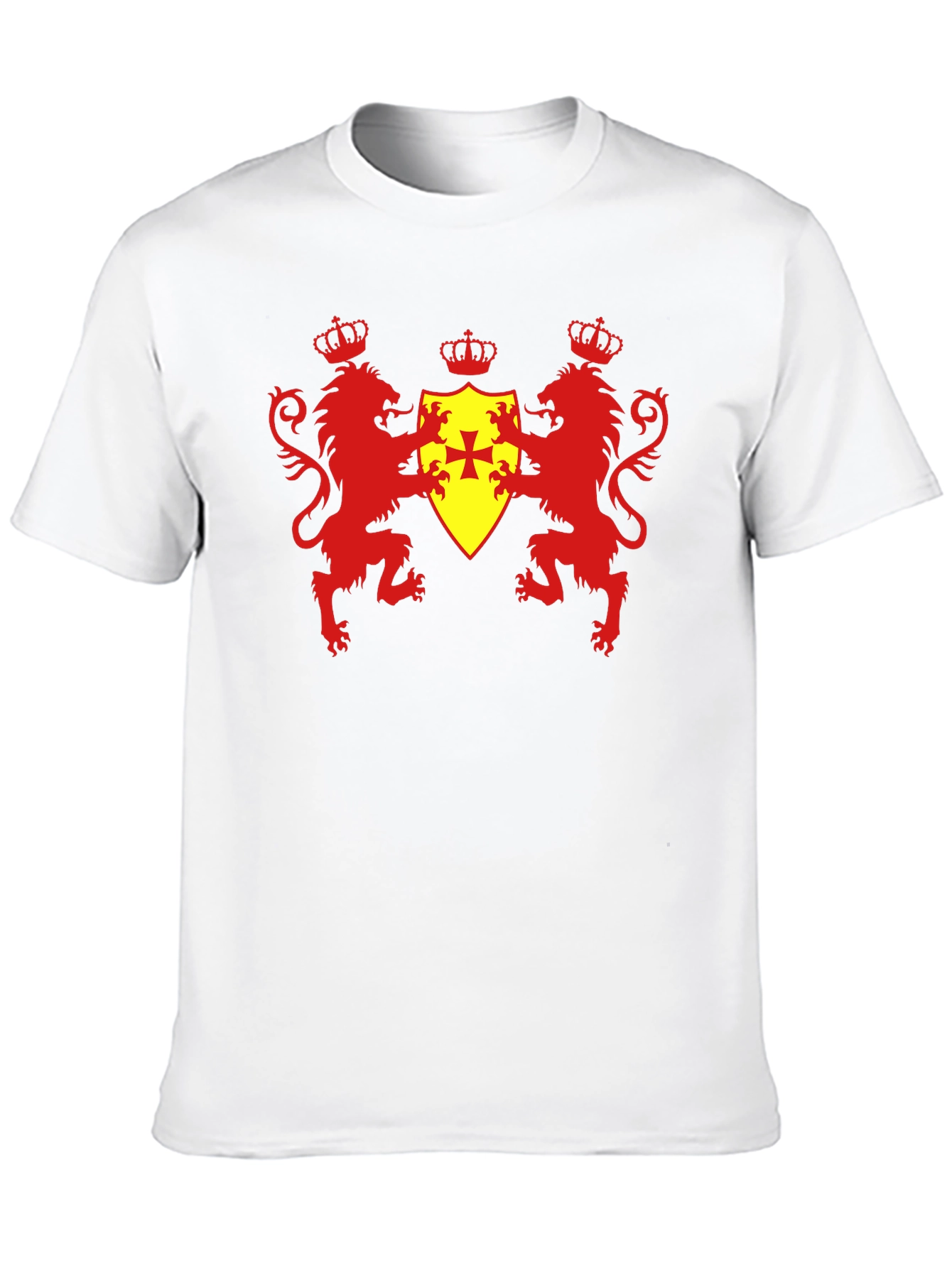 Heraldic Lions & Crown Shield Black T-Shirt