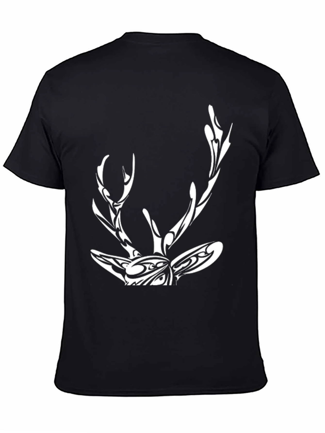 Tribal Deer Graphic Print Black T-Shirt