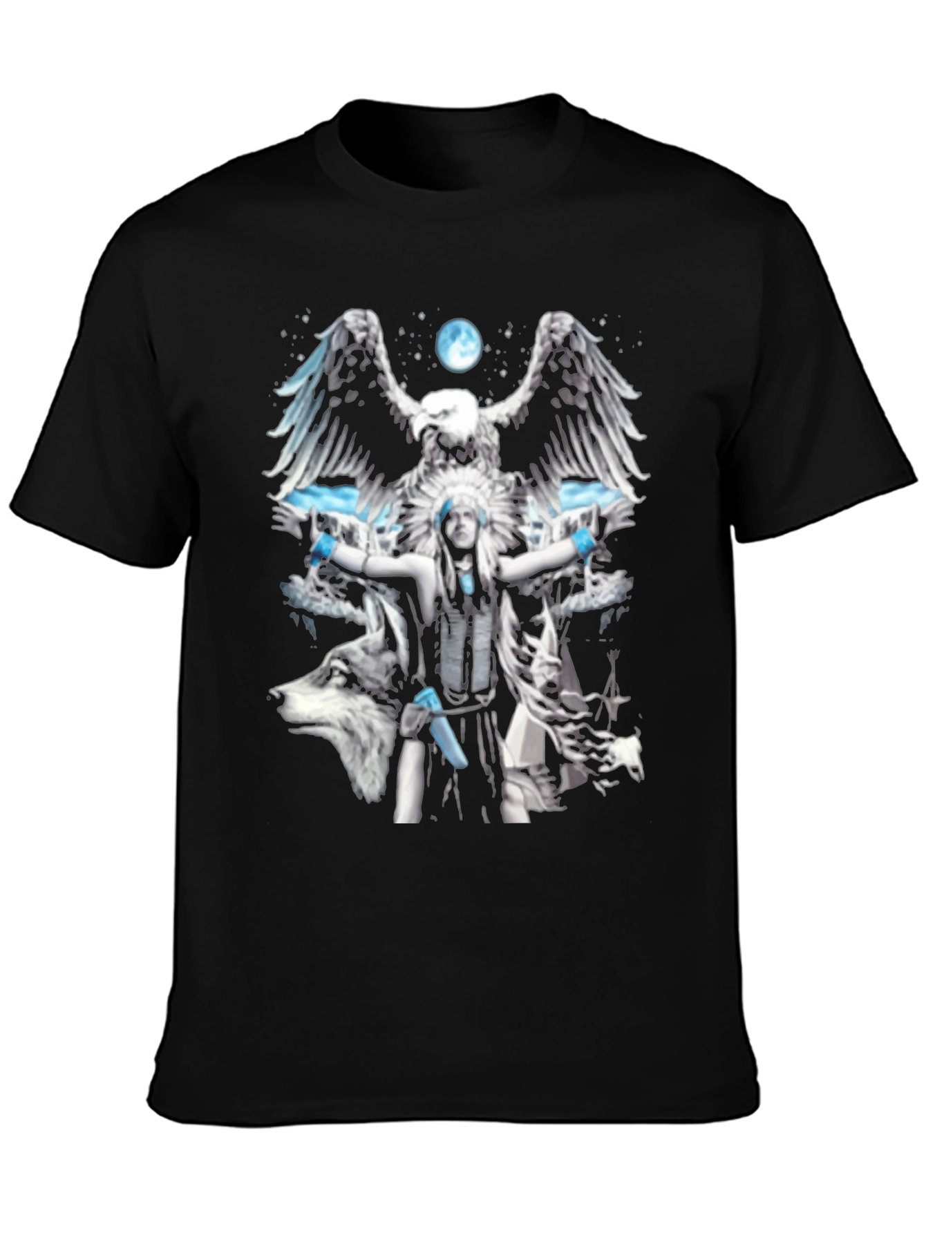 Native American Eagle Wolf Graphic T-Shirt