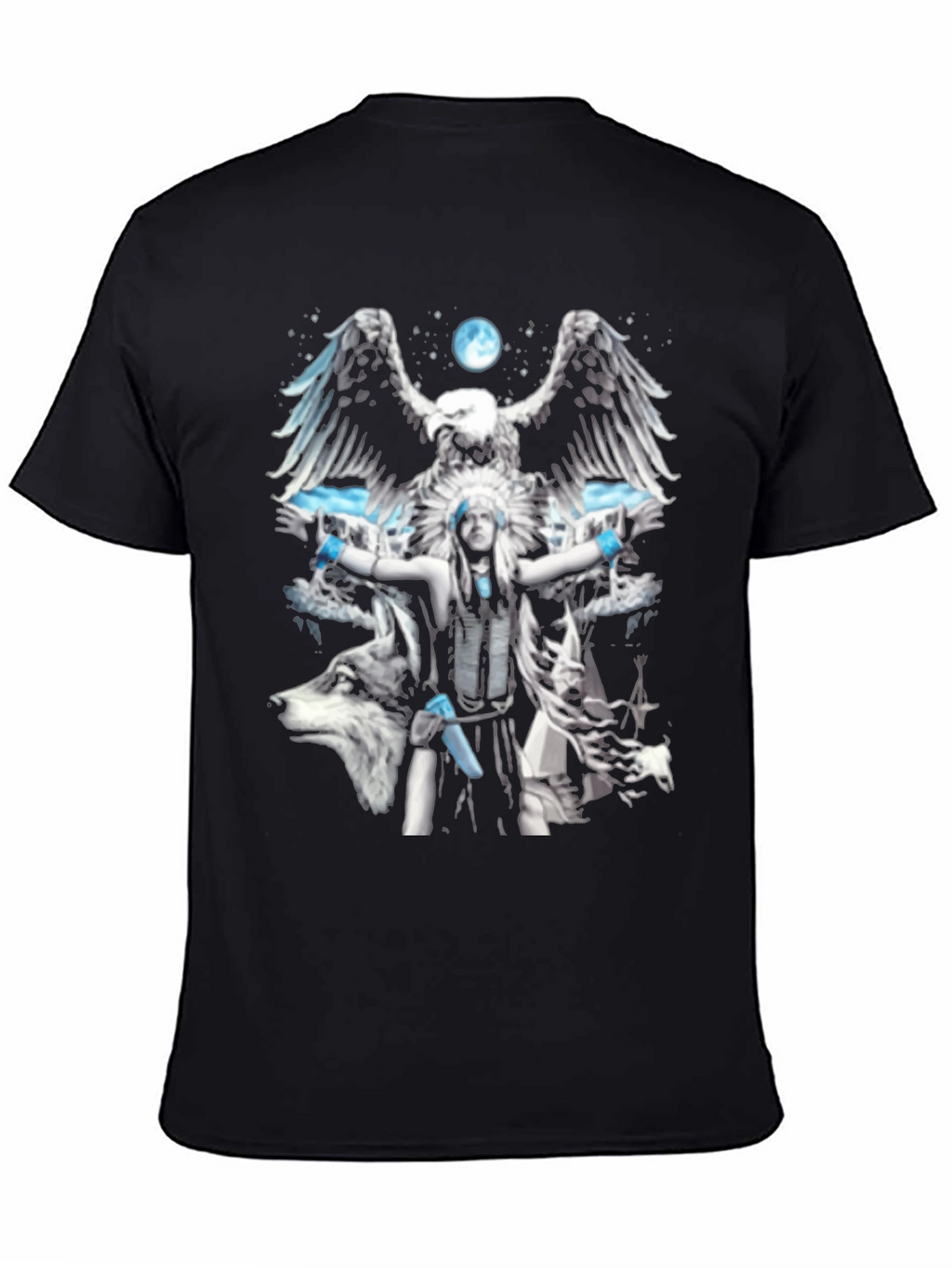 Native American Eagle Wolf Graphic T-Shirt