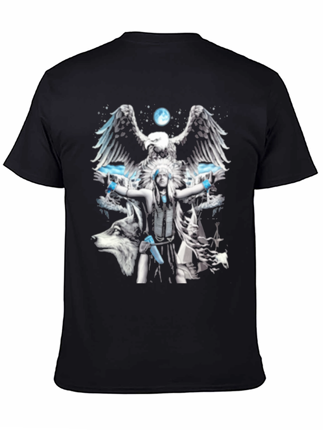 Native American Eagle Wolf Graphic T-Shirt