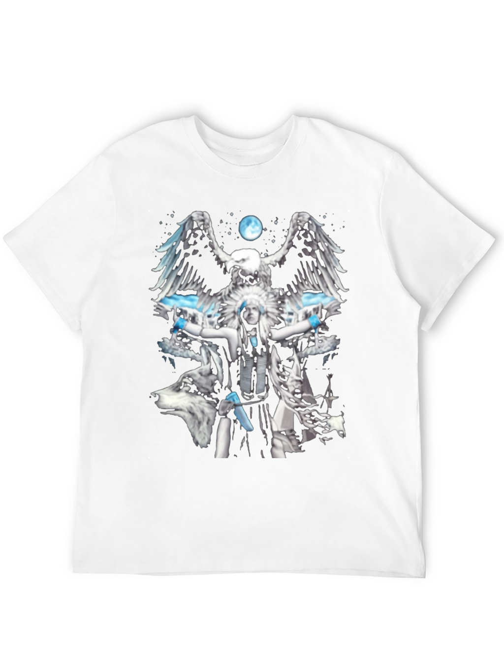 Native American Eagle Wolf Graphic T-Shirt