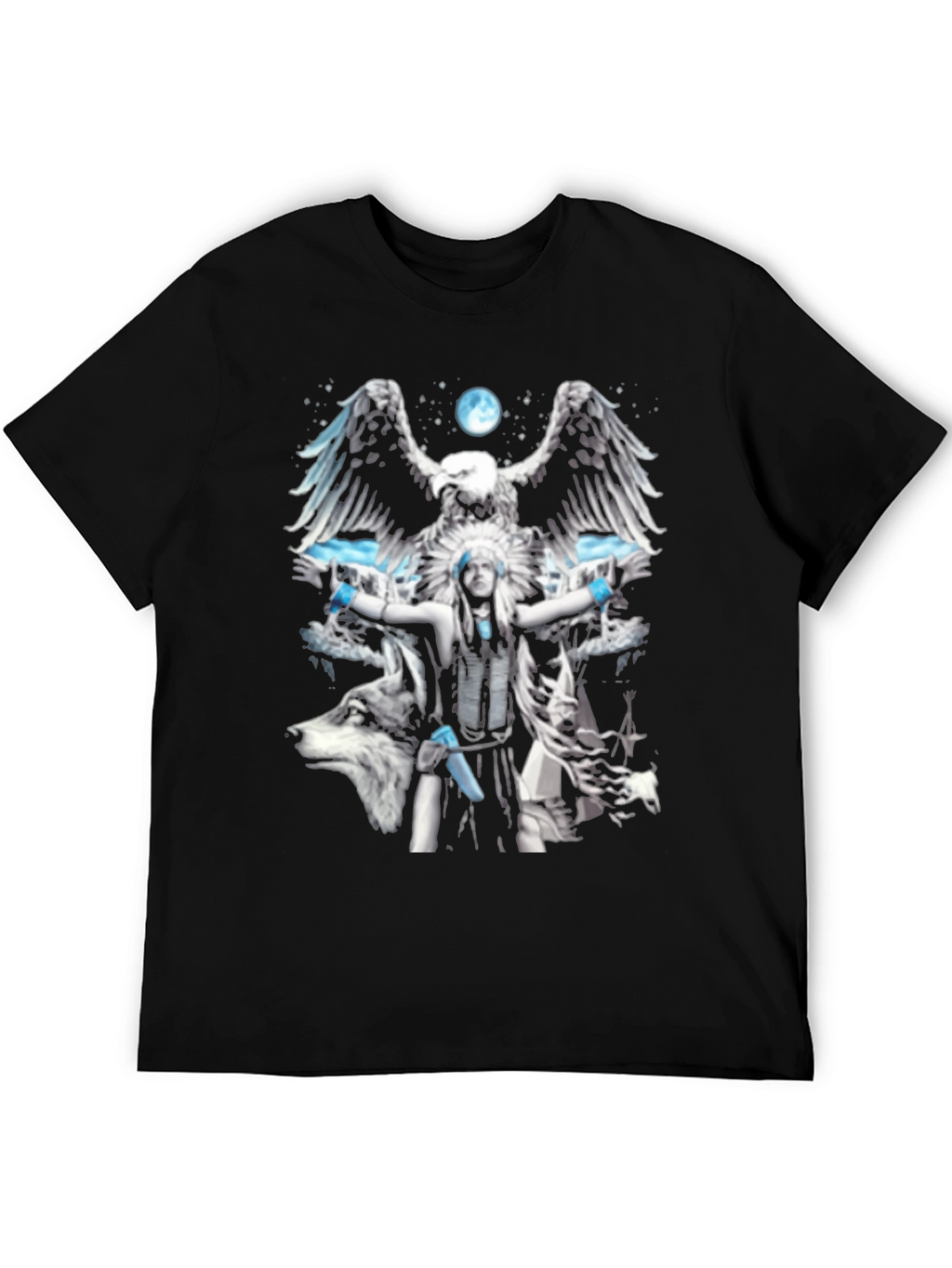 Native American Eagle Wolf Graphic T-Shirt