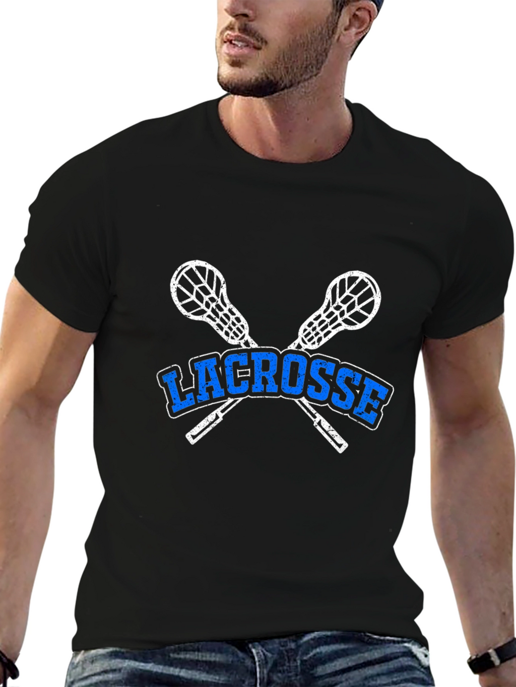 Lacrosse Sticks Graphic T-Shirt - Black