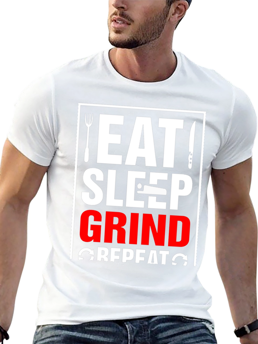 Eat Sleep Grind Repeat Black T-Shirt