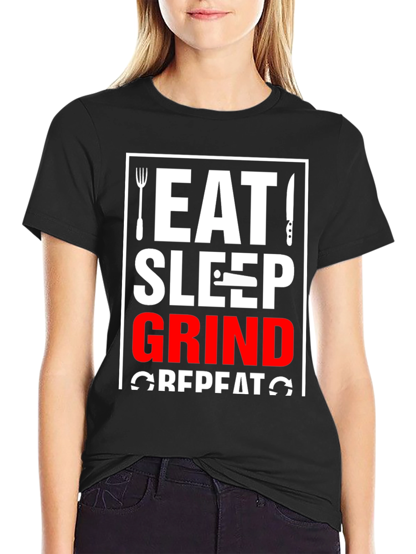 Eat Sleep Grind Repeat Black T-Shirt