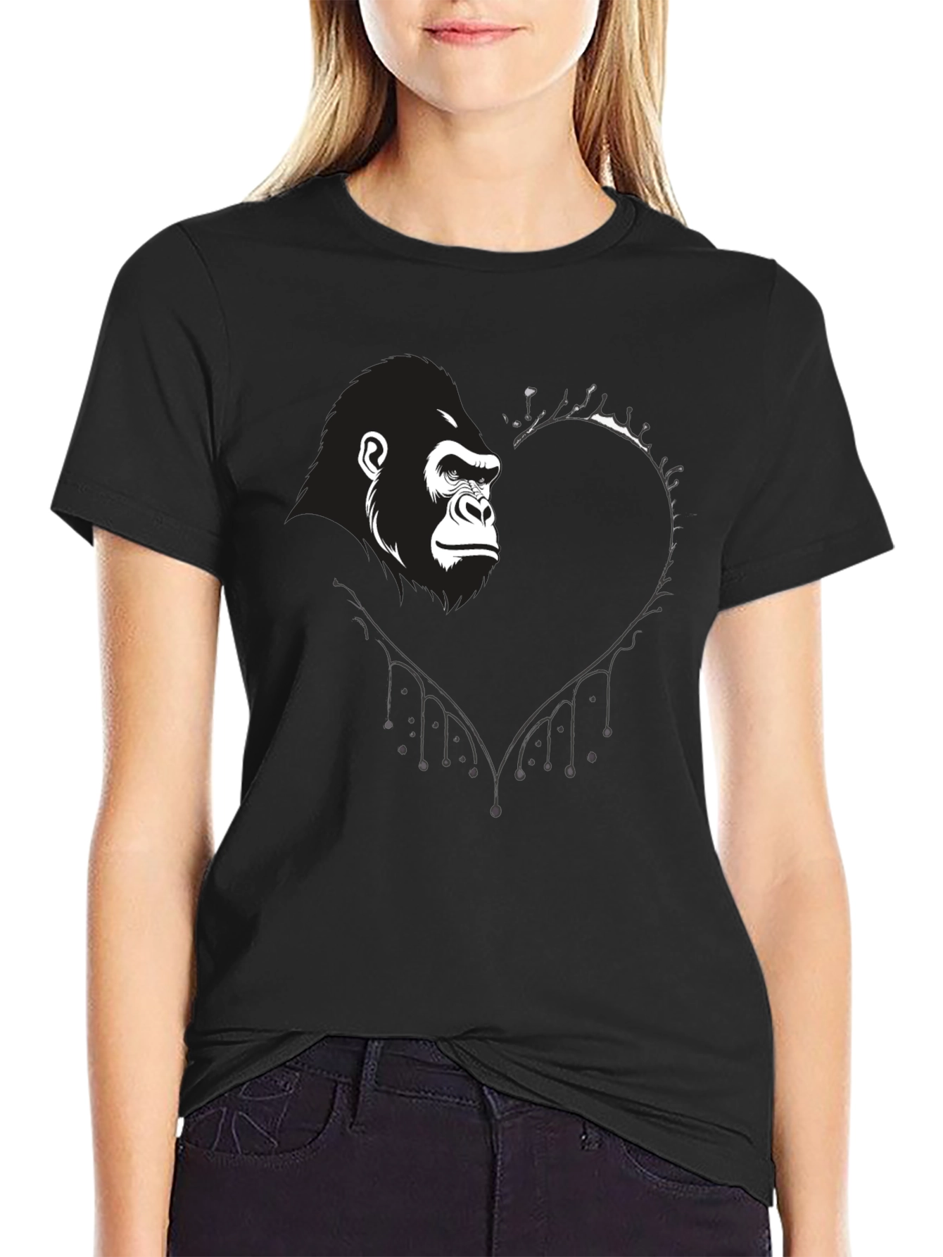 Gorilla Heart Graphic T-Shirt - Black