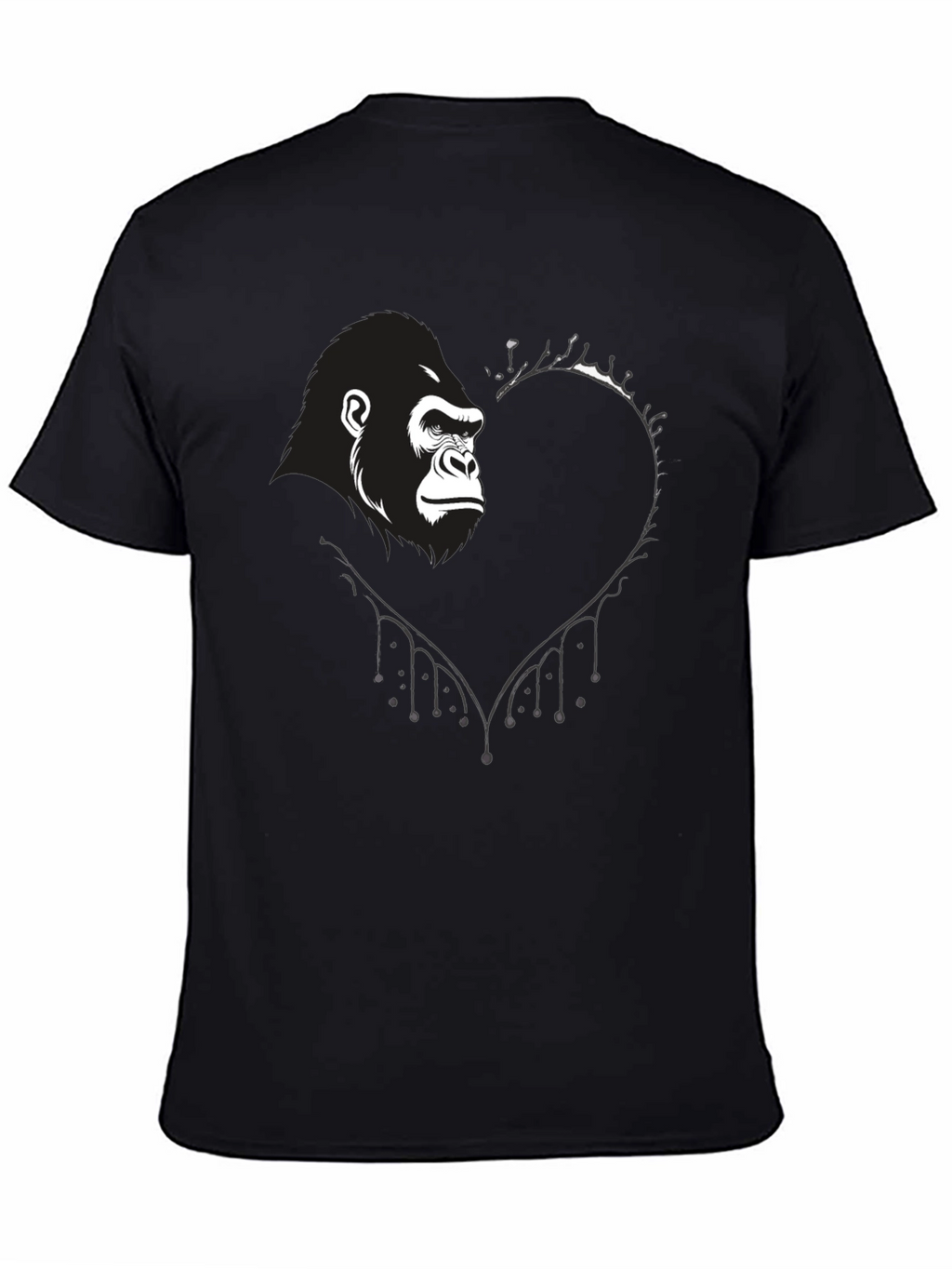 Gorilla Heart Graphic T-Shirt - Black