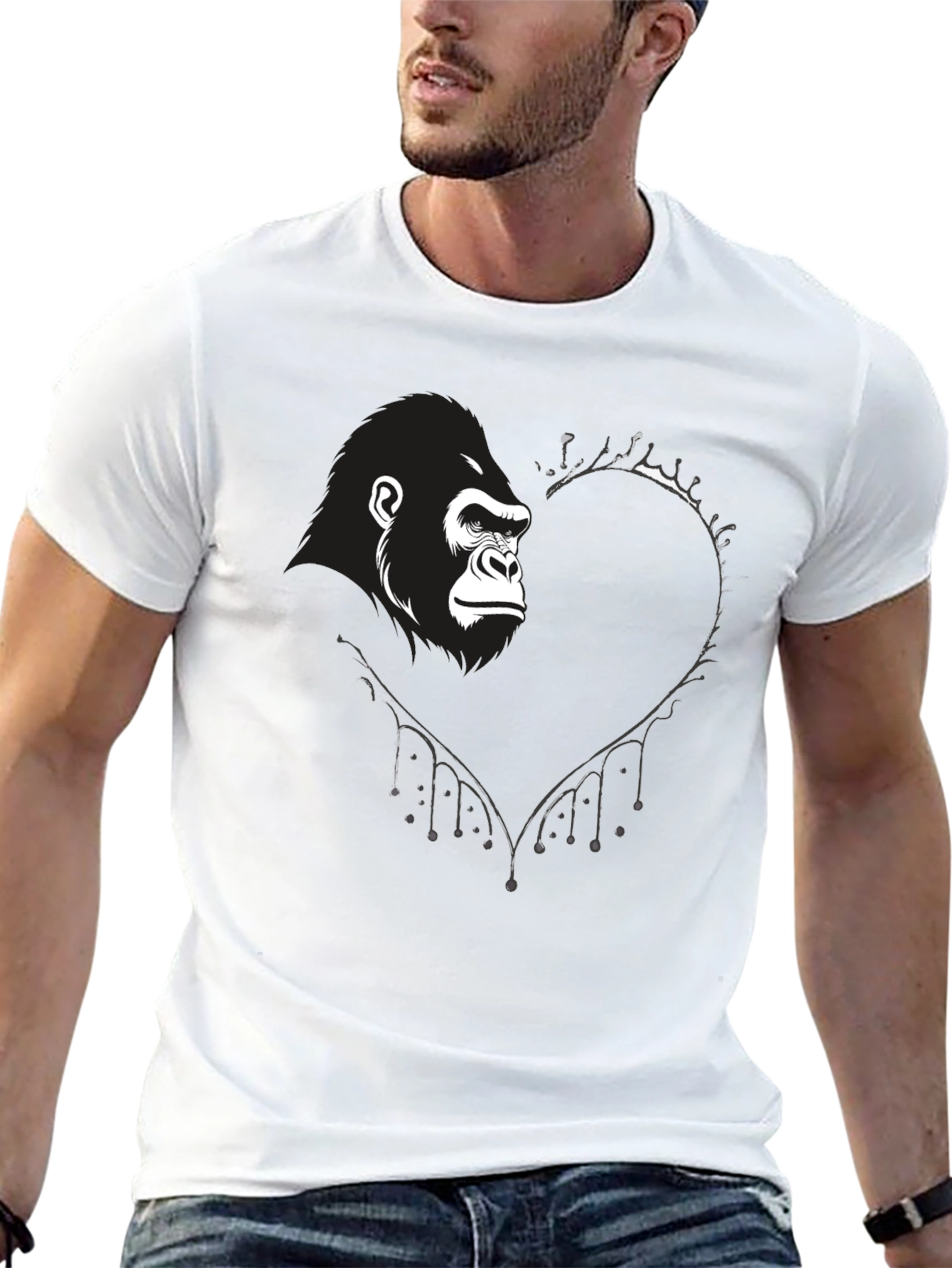 Gorilla Heart Graphic T-Shirt - Black