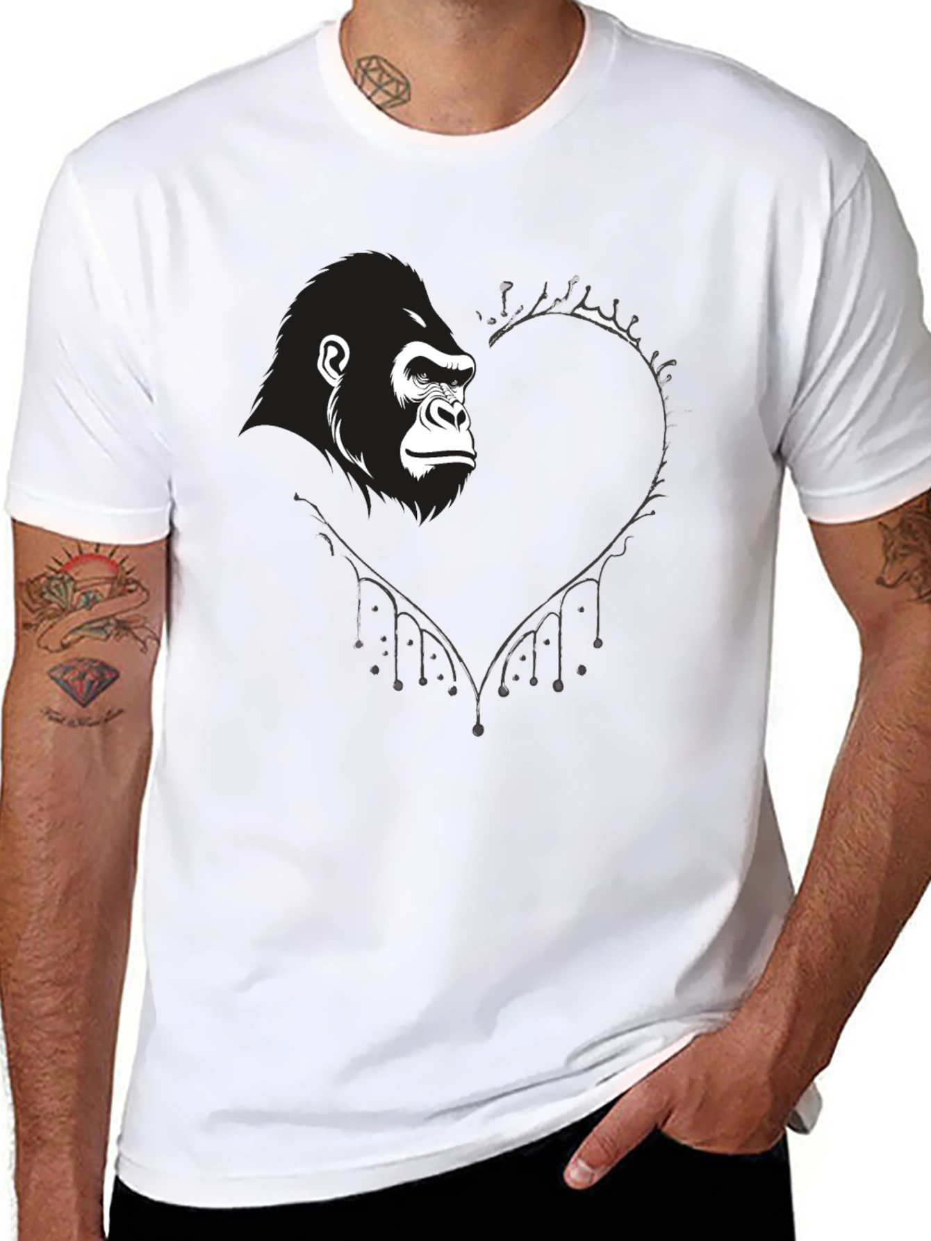 Gorilla Heart Graphic T-Shirt - Black