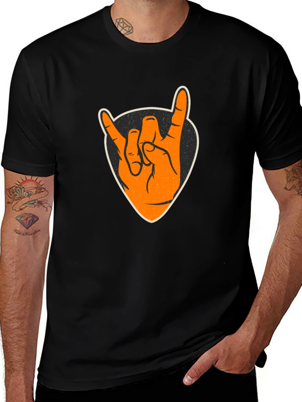 Rock On Graphic Tee - Black Cotton T-Shirt