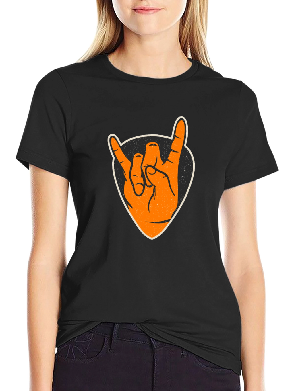 Rock On Graphic Tee - Black Cotton T-Shirt