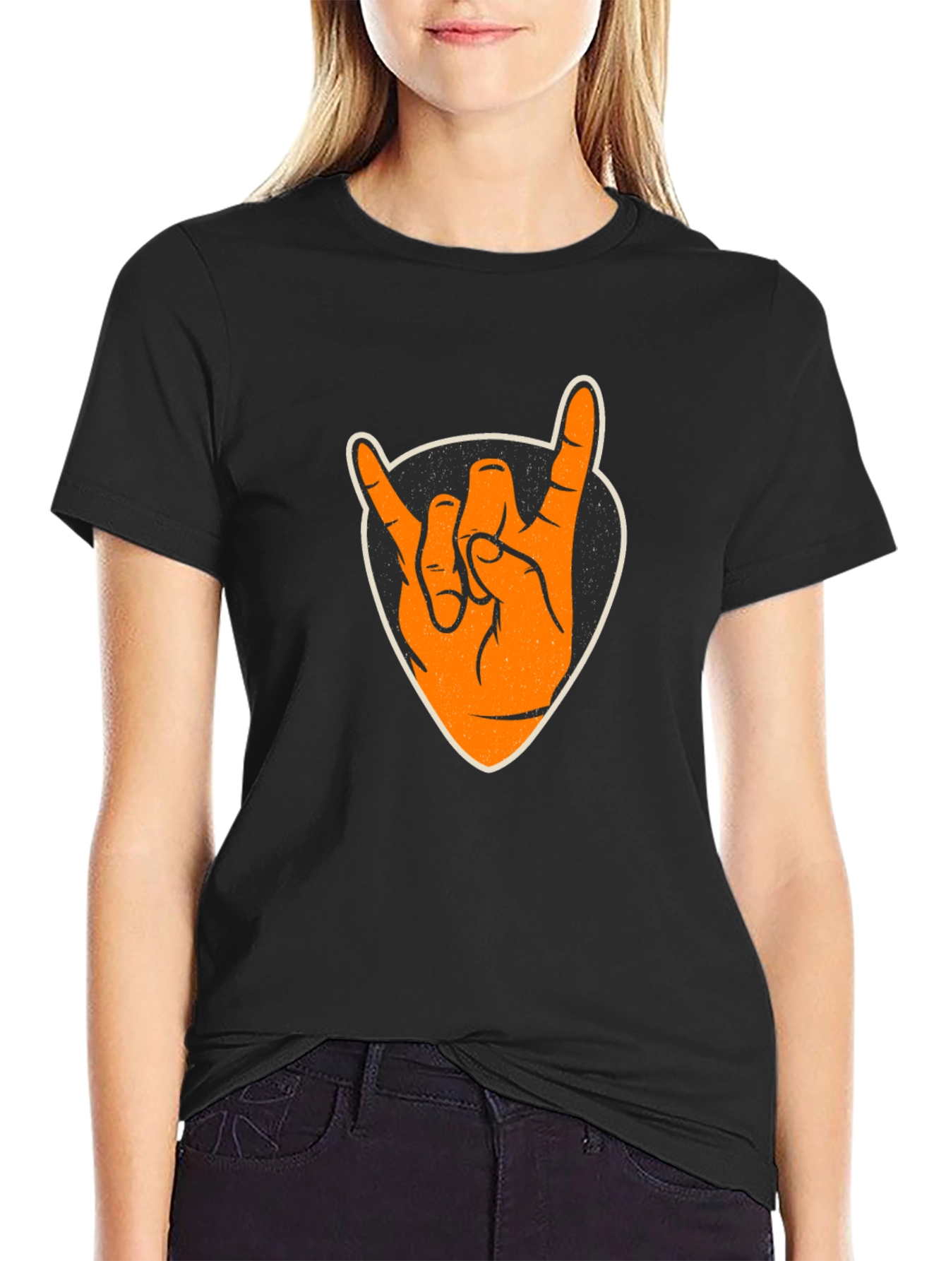 Rock On Graphic Tee - Black Cotton T-Shirt