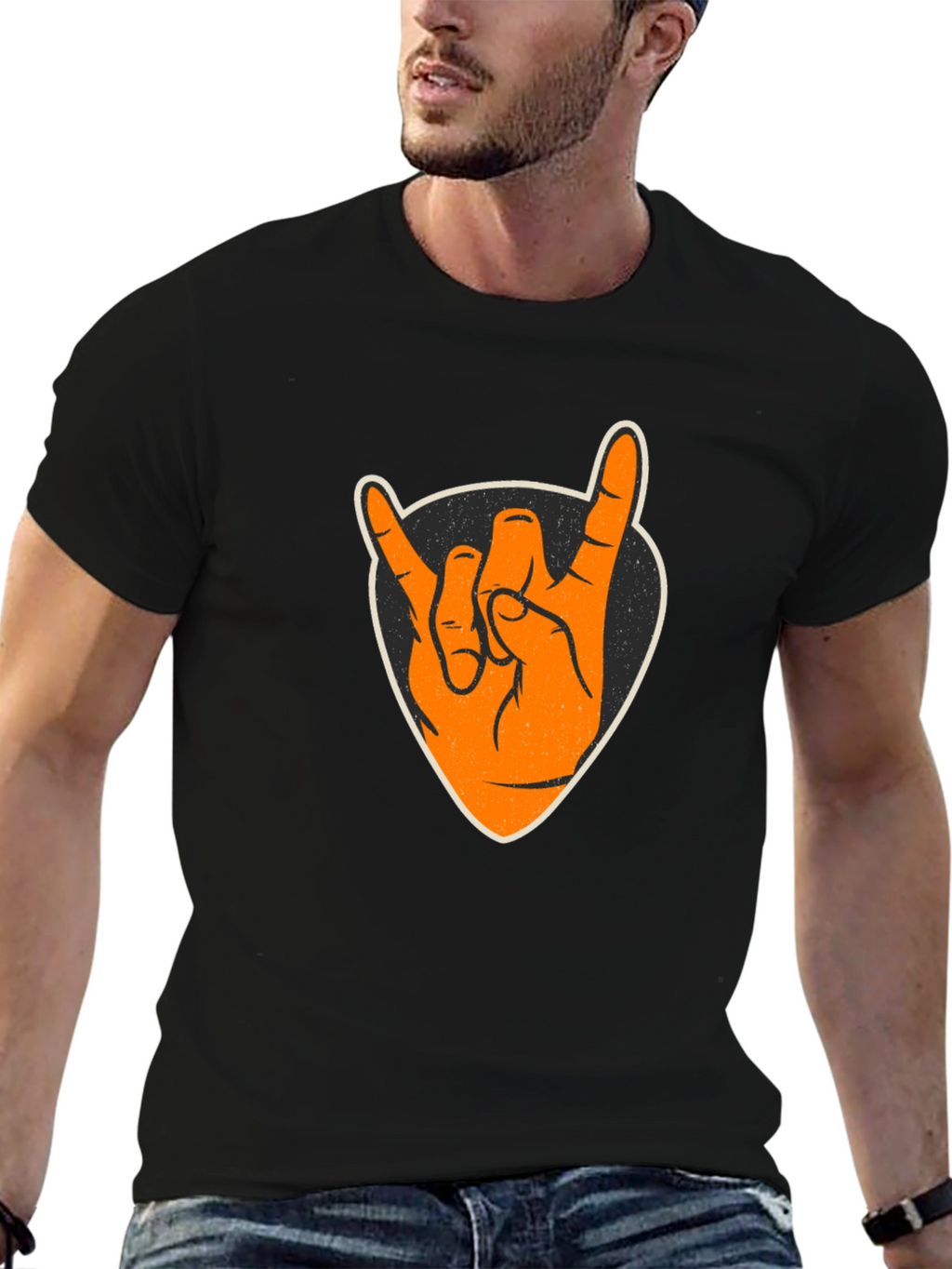 Rock On Graphic Tee - Black Cotton T-Shirt