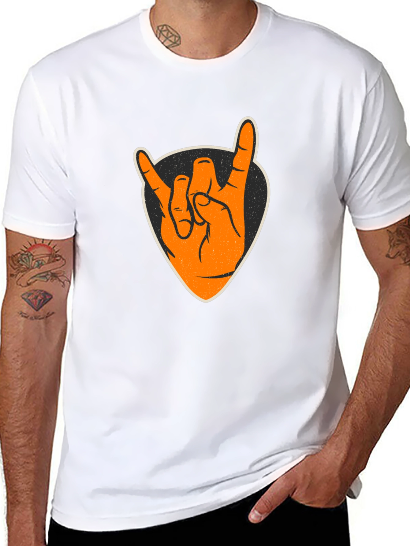 Rock On Graphic Tee - Black Cotton T-Shirt
