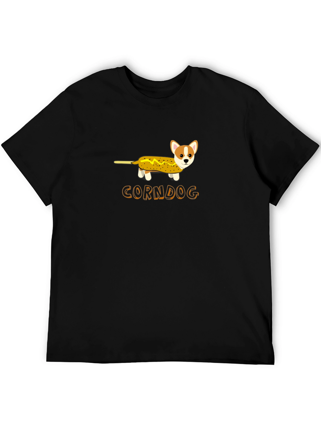 Funny Corndog Corgi Black T-Shirt