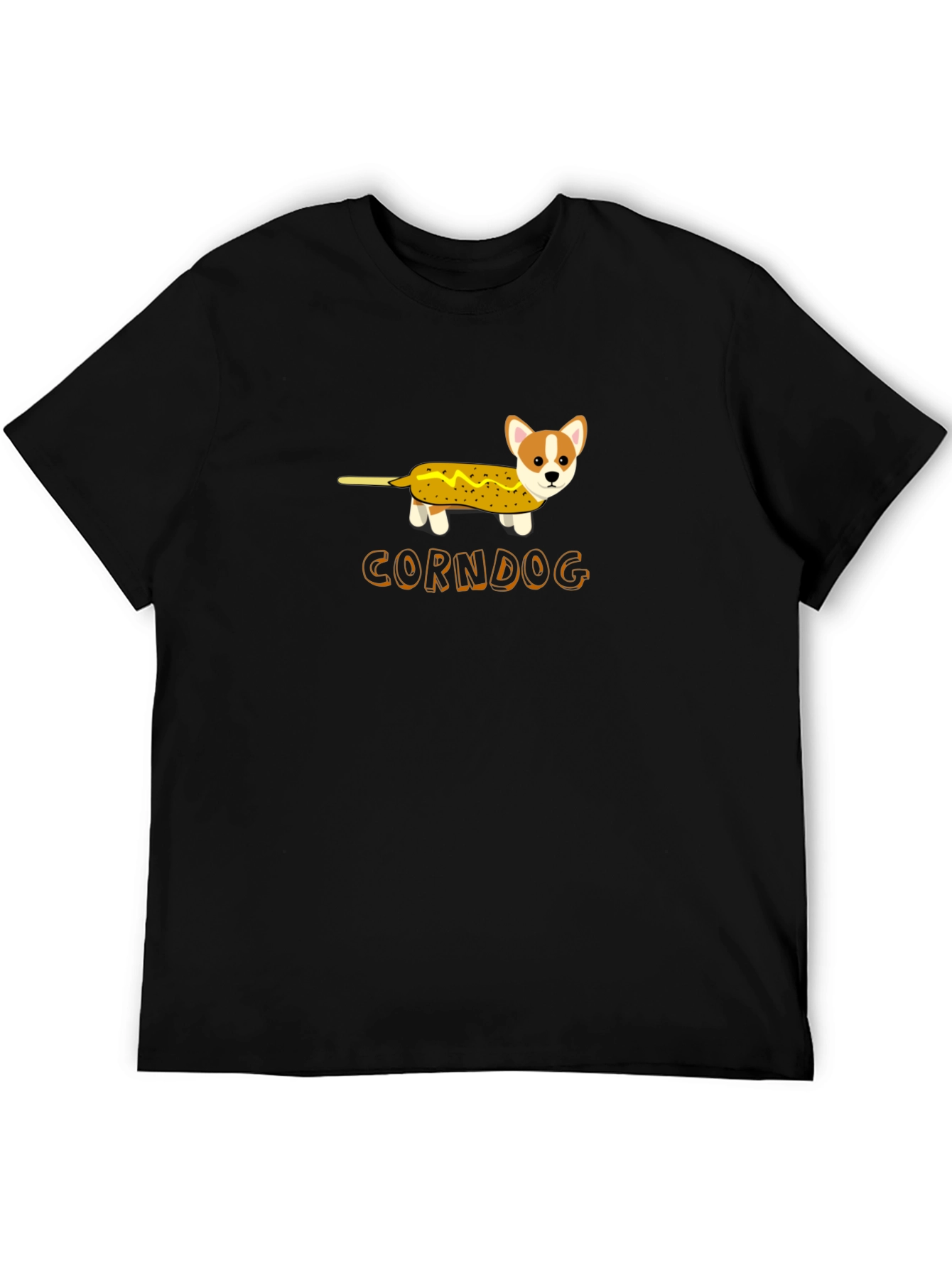 Funny Corndog Corgi Black T-Shirt