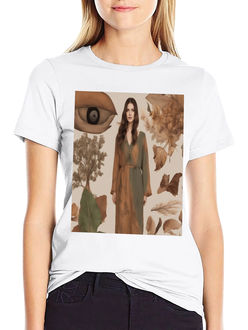 Artistic Eye & Nature Print Black T-Shirt
