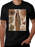 Artistic Eye & Nature Print Black T-Shirt