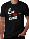 Eat Sleep Run Repeat Graphic T-Shirt - Black