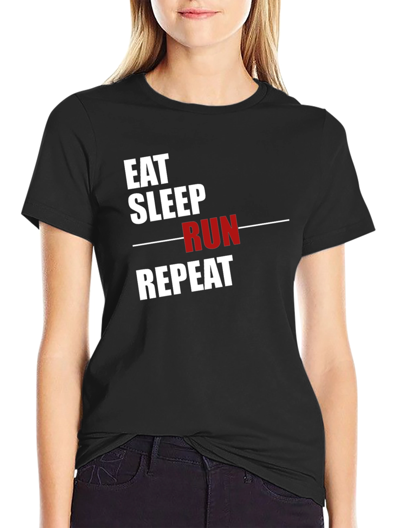 Eat Sleep Run Repeat Graphic T-Shirt - Black