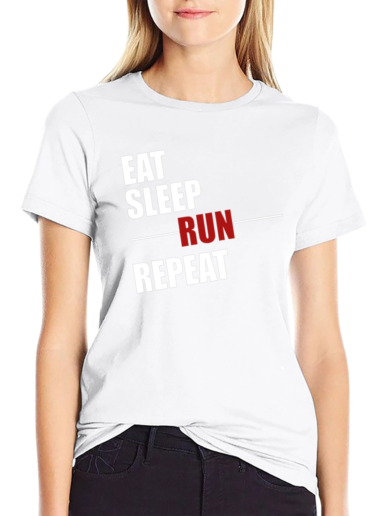 Eat Sleep Run Repeat Graphic T-Shirt - Black