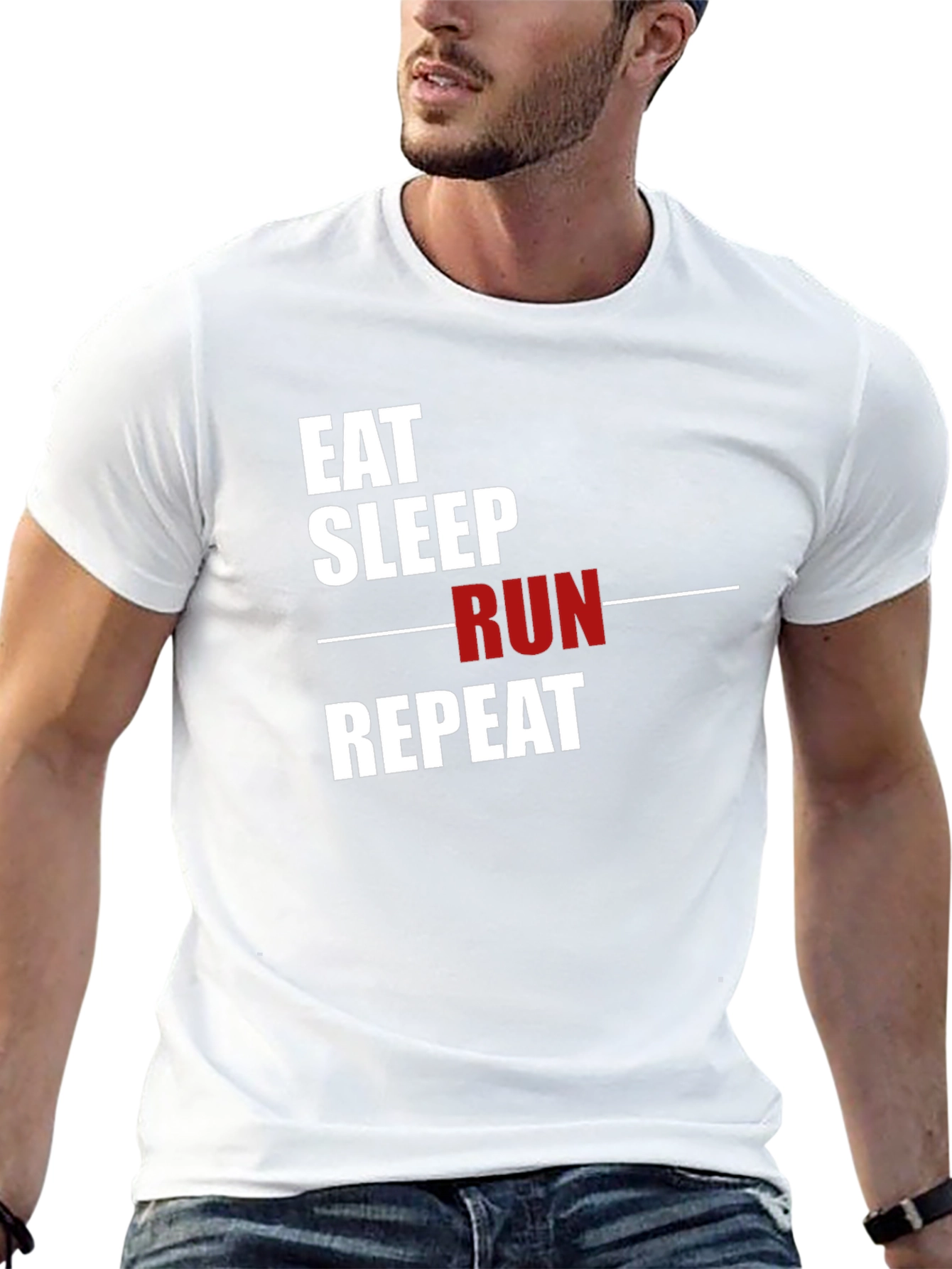 Eat Sleep Run Repeat Graphic T-Shirt - Black