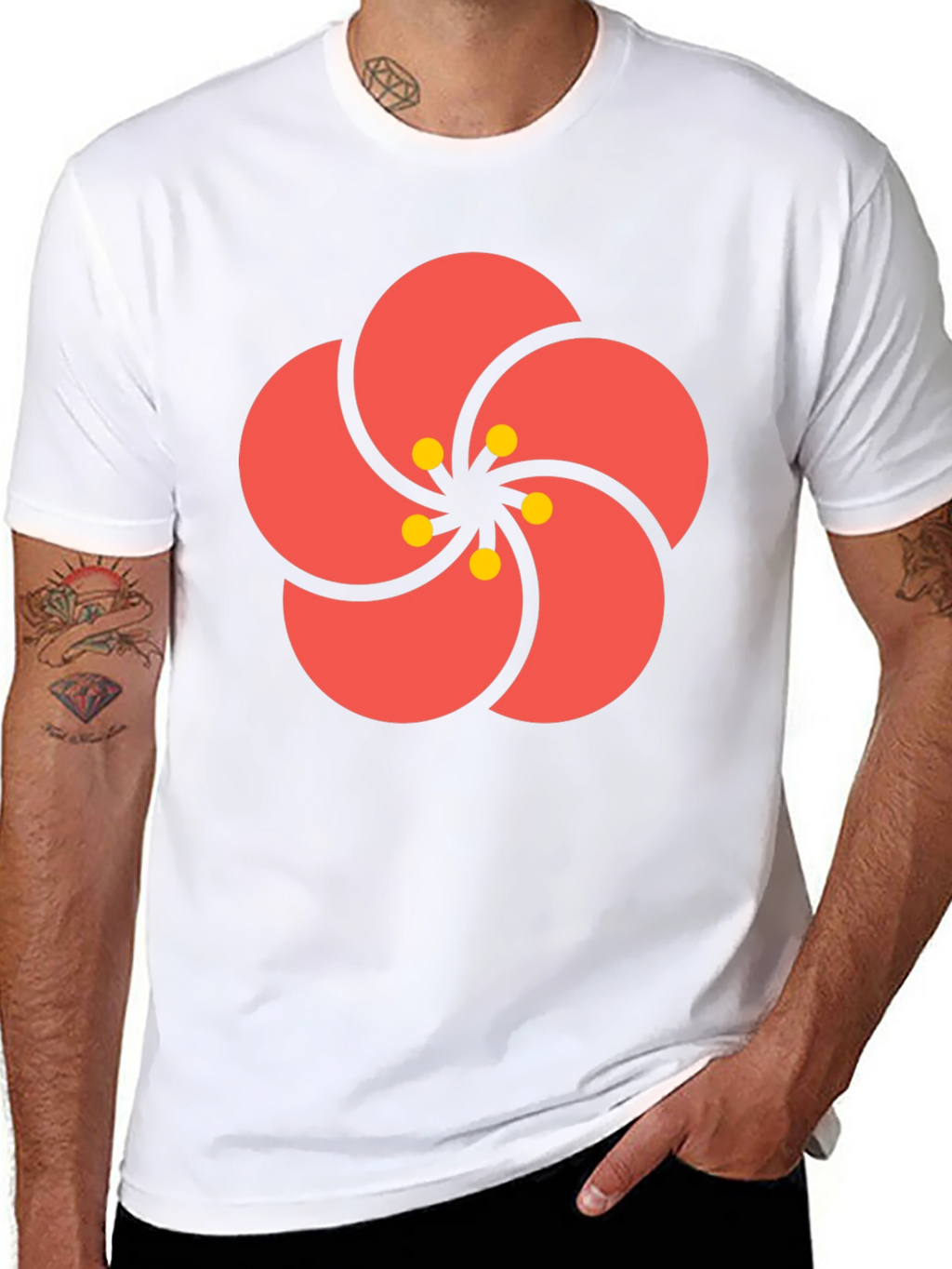 Stylish Black Tee with Floral Print