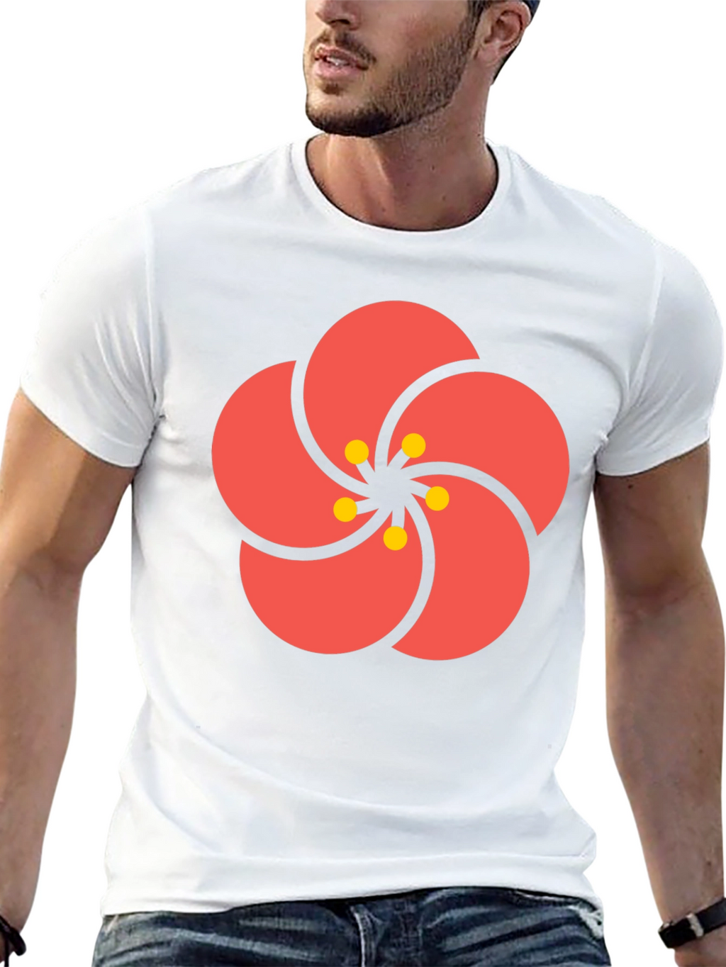Stylish Black Tee with Floral Print