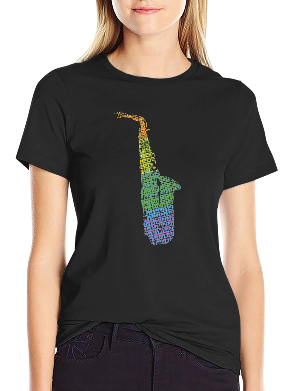 Rainbow Saxophone Graphic Tee - Music Lovers Shirt