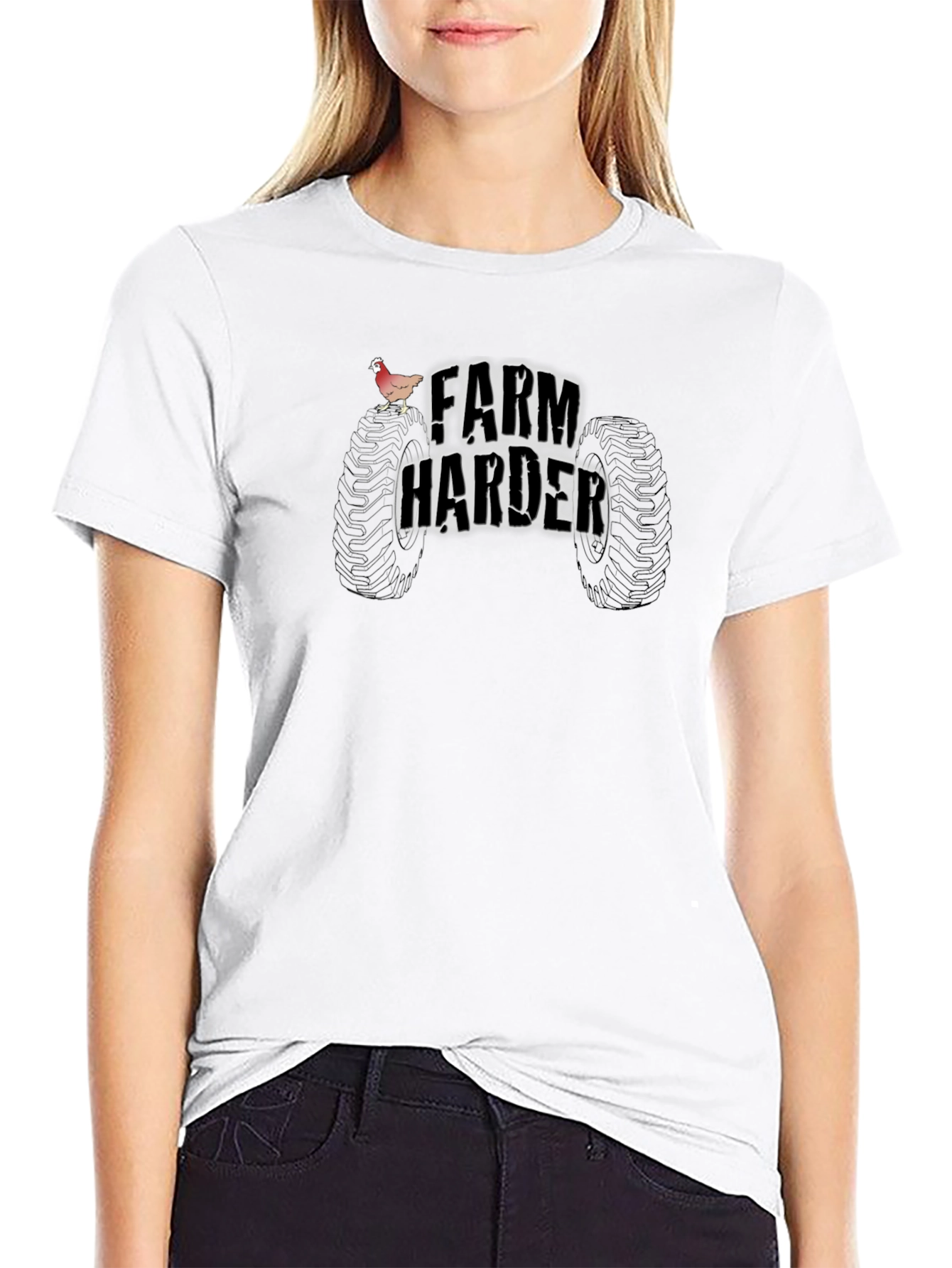 Farm Harder T-Shirt - Tractor Tire Design