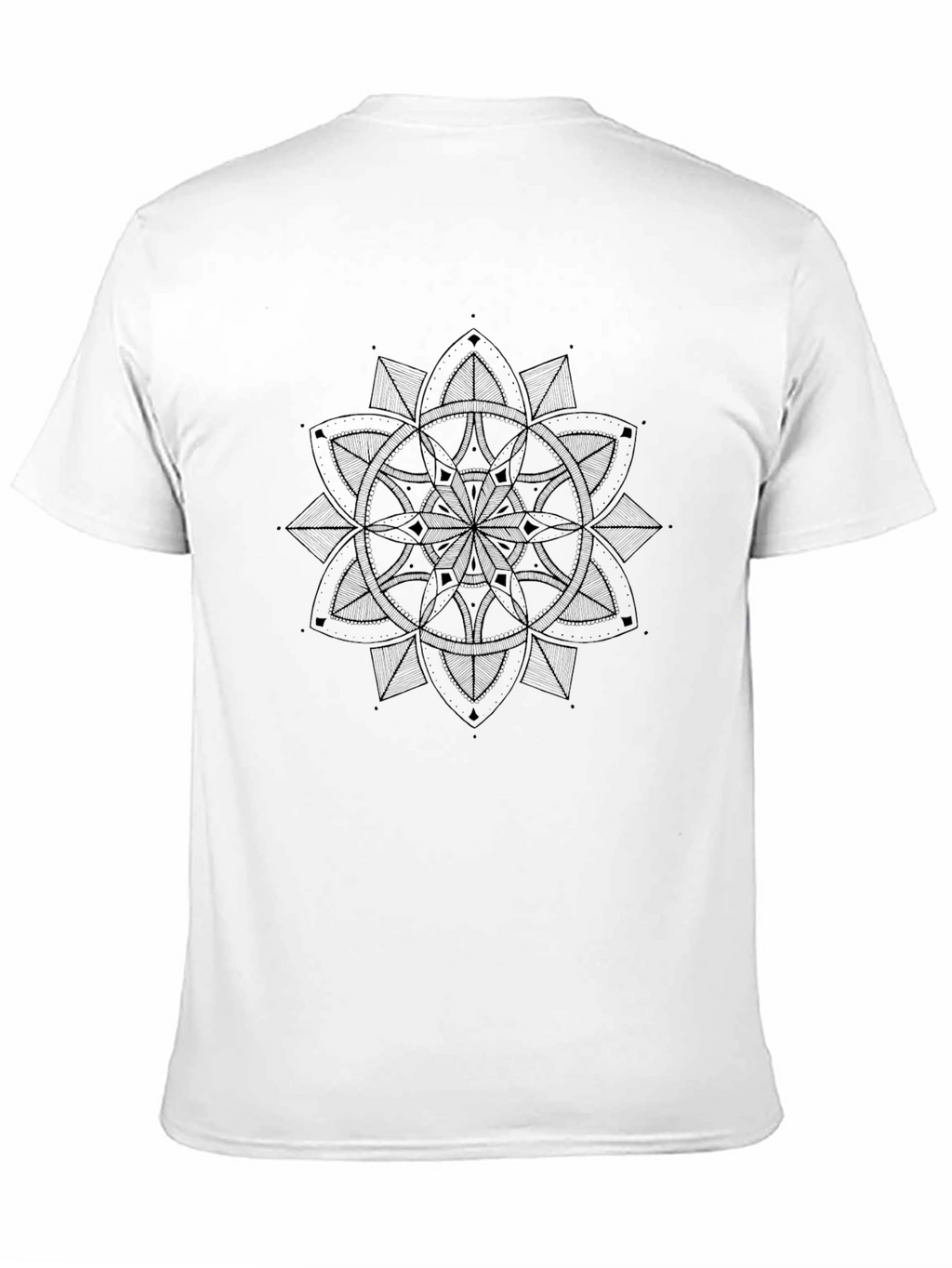 Geometric Mandala Print Black T-Shirt