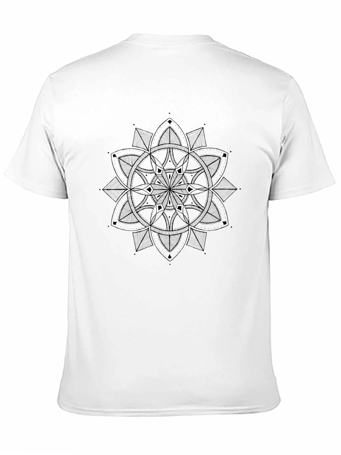 Geometric Mandala Print Black T-Shirt
