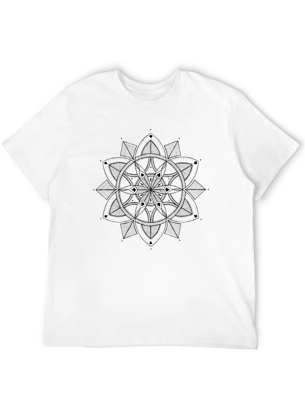 Geometric Mandala Print Black T-Shirt