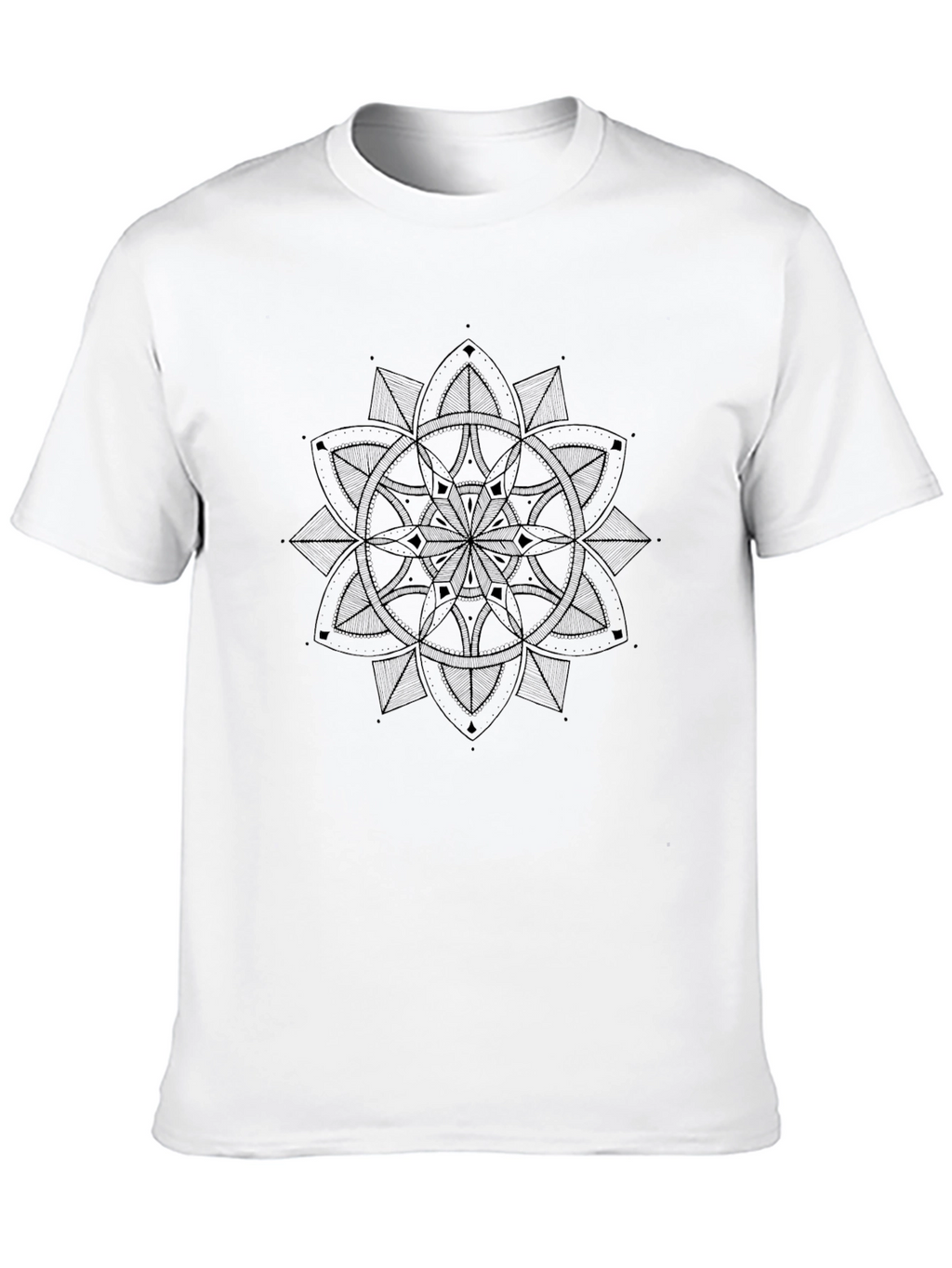 Geometric Mandala Print Black T-Shirt