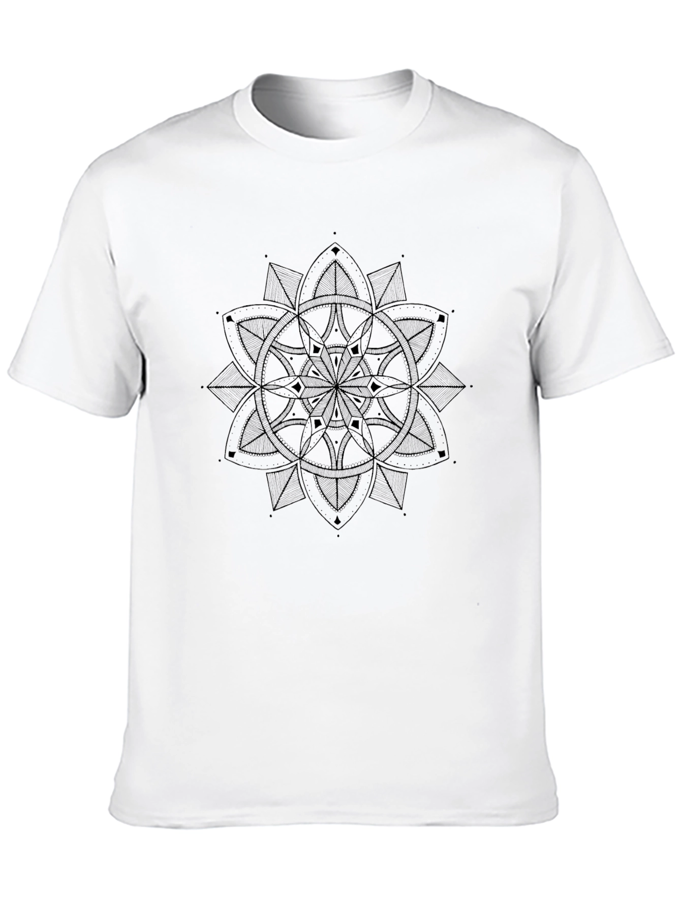Geometric Mandala Print Black T-Shirt