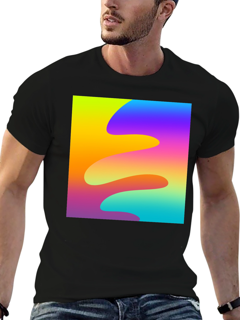 Abstract Wave Black T-Shirt
